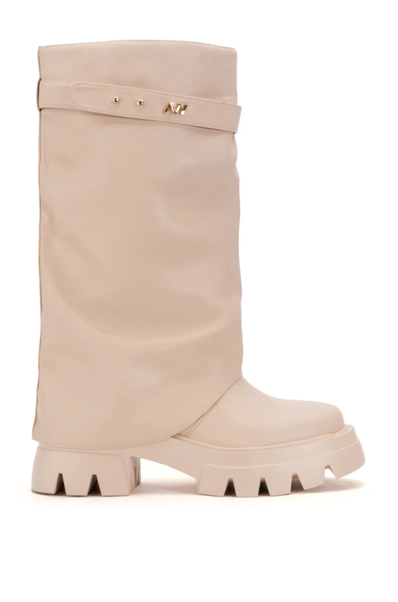 AZALEA WANG JET FOLD OVER FLATFORM BOOT IN BONE