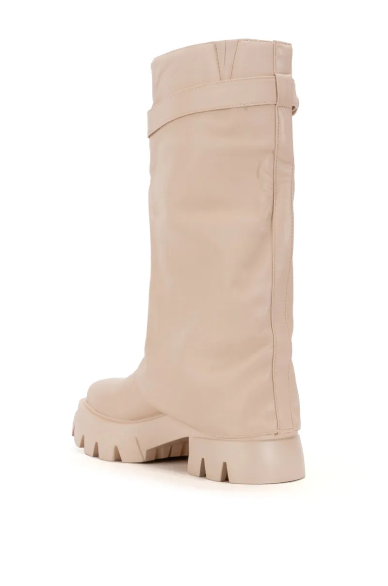 AZALEA WANG JET FOLD OVER FLATFORM BOOT IN BONE