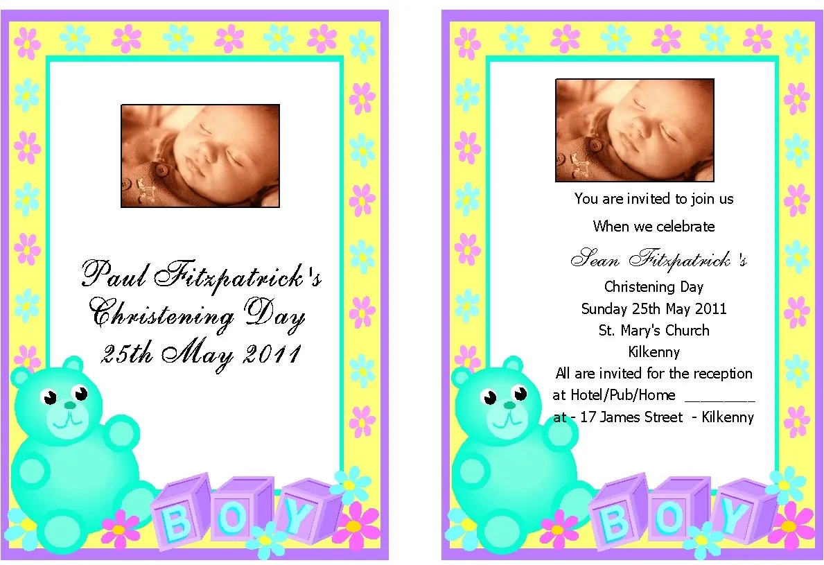 Christening Invitations - Personalised