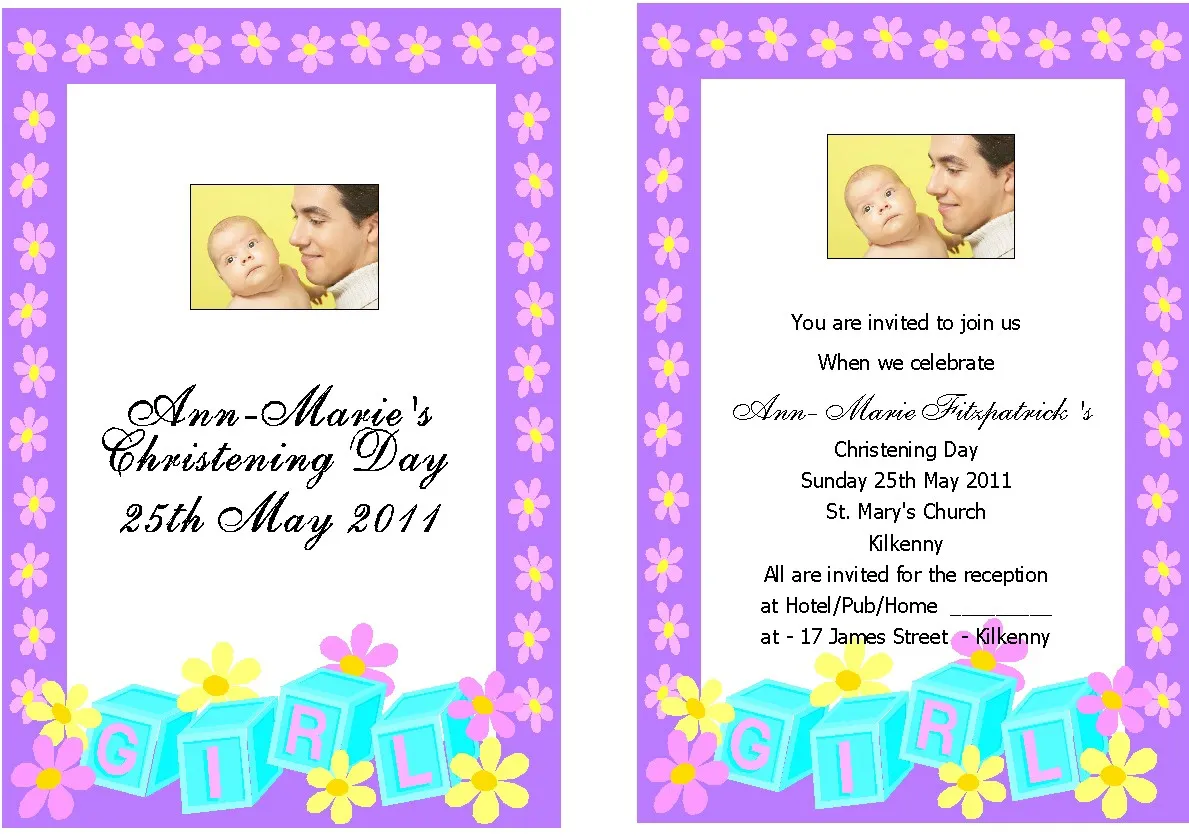 Christening Invitations - Personalised