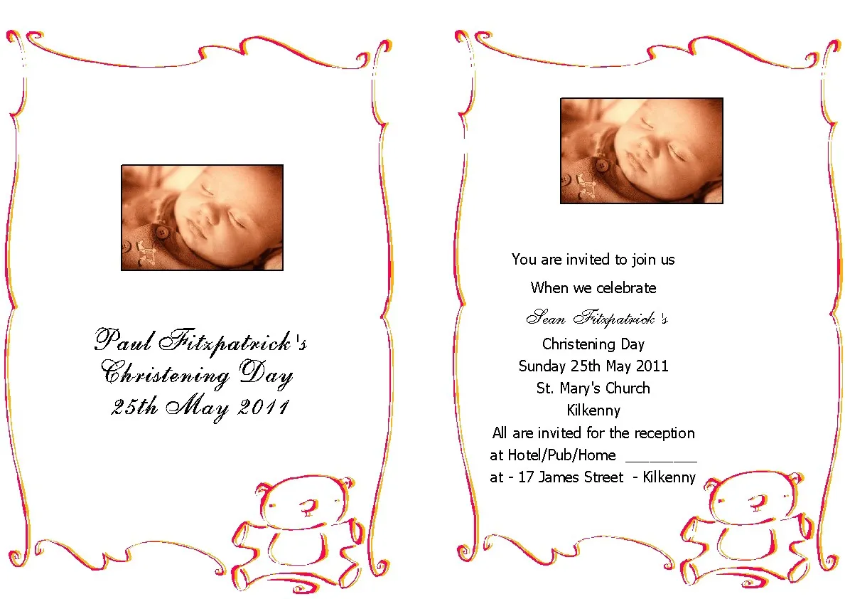 Christening Invitations - Personalised