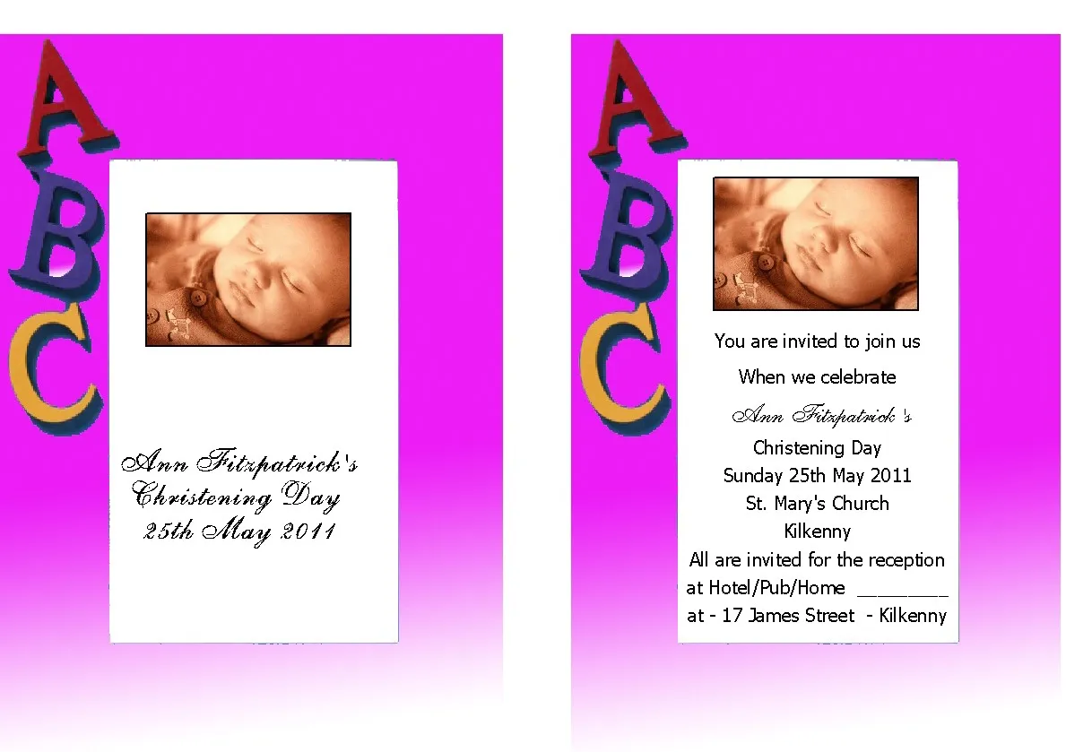 Christening Invitations - Personalised