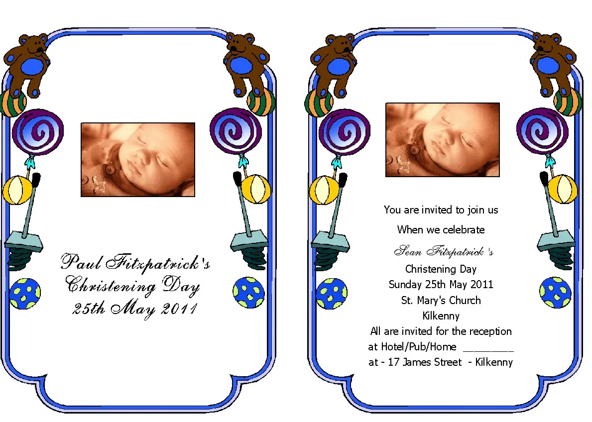 Christening Invitations - Personalised