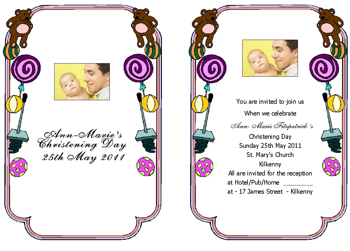 Christening Invitations - Personalised
