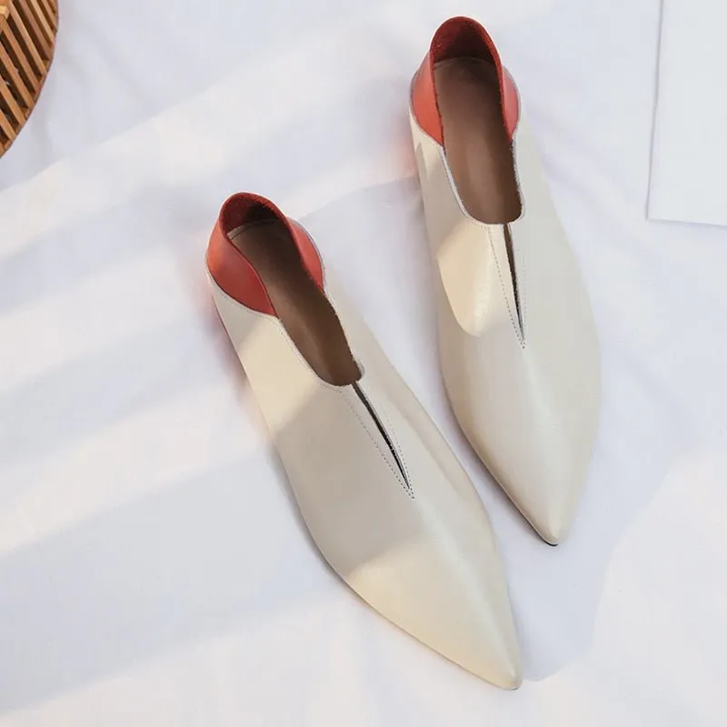 Contemporary Color Block Soft Leather Slip-On Comfort Loafers