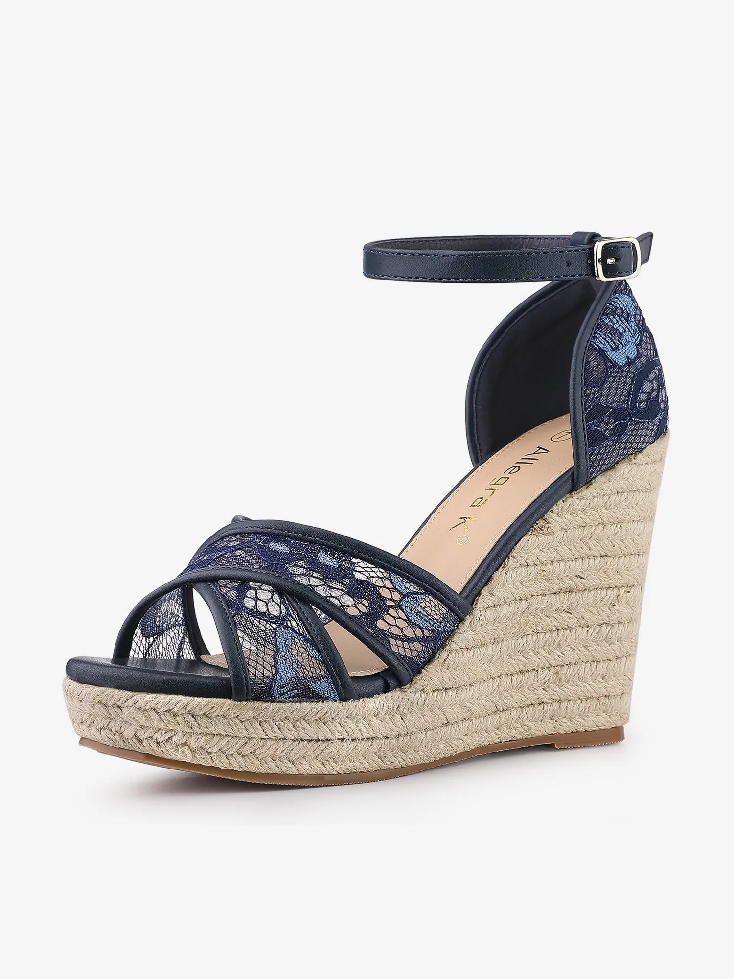 Lace Strapy Round Toe Espadrilles Wedges Sandals