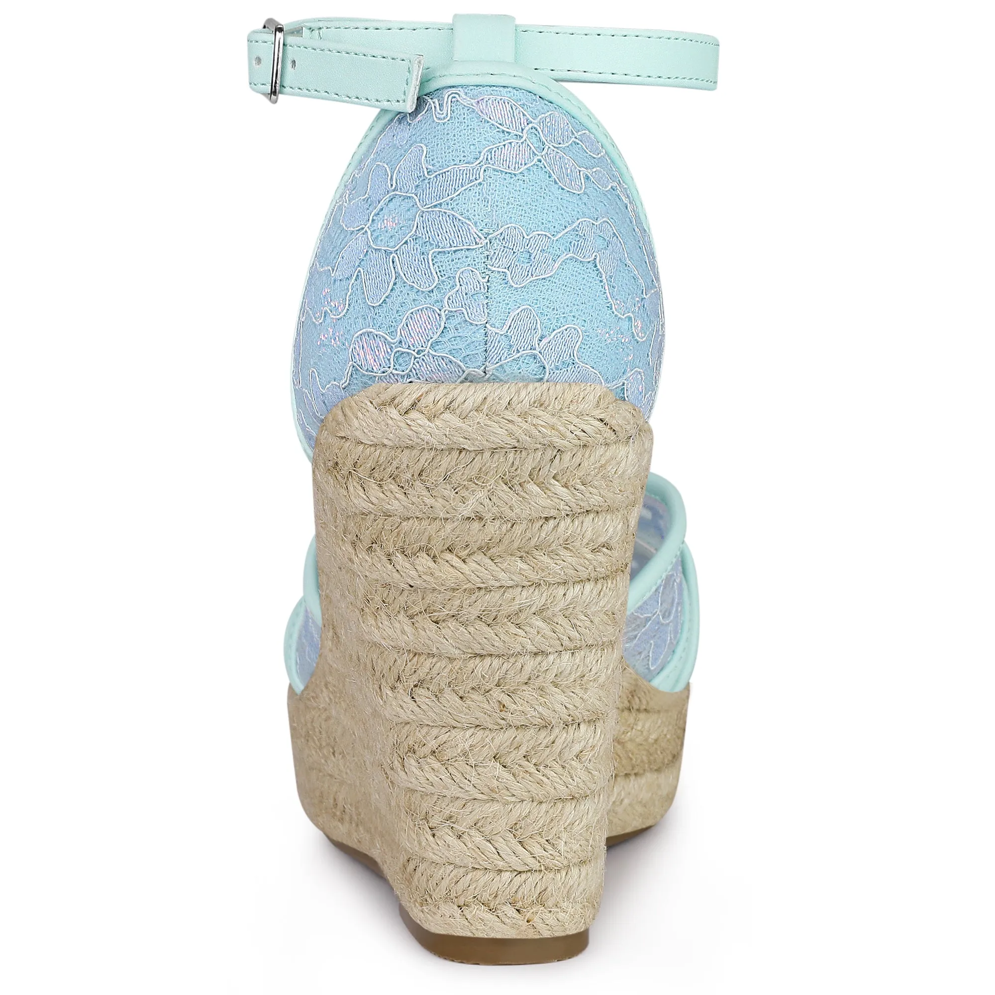Lace Strapy Round Toe Espadrilles Wedges Sandals