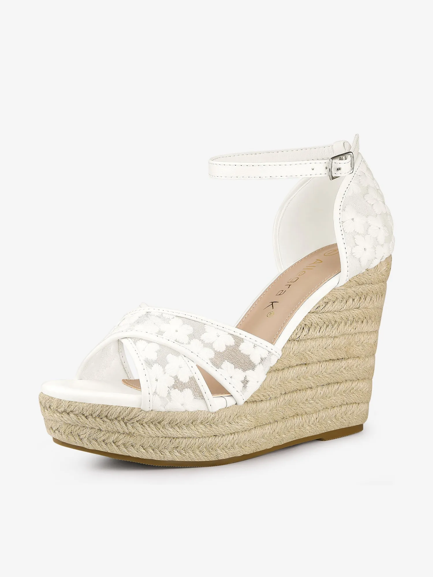 Lace Strapy Round Toe Espadrilles Wedges Sandals